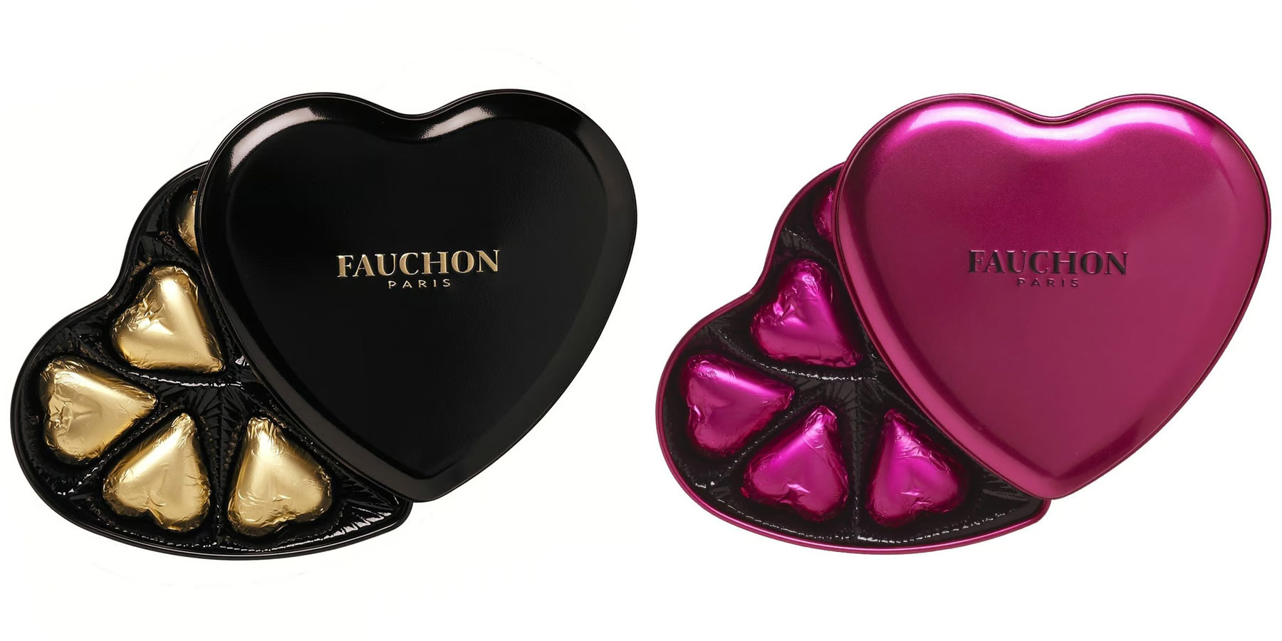 Boîtes Cœur chocolats Fauchon, au choix Noire ou Magenta